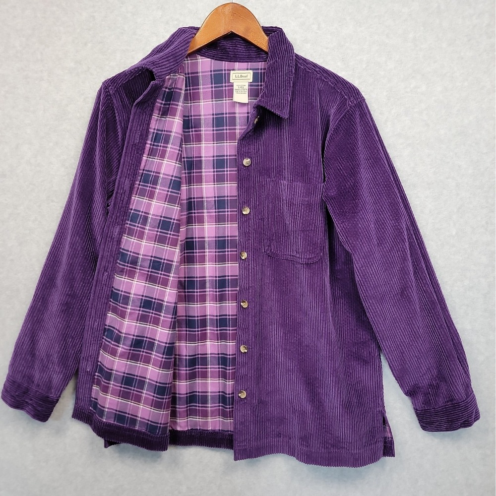 Vintage L.L.BEAN Women's Shirt Jacket Shacket Size Small Purple Corduroy Cotton